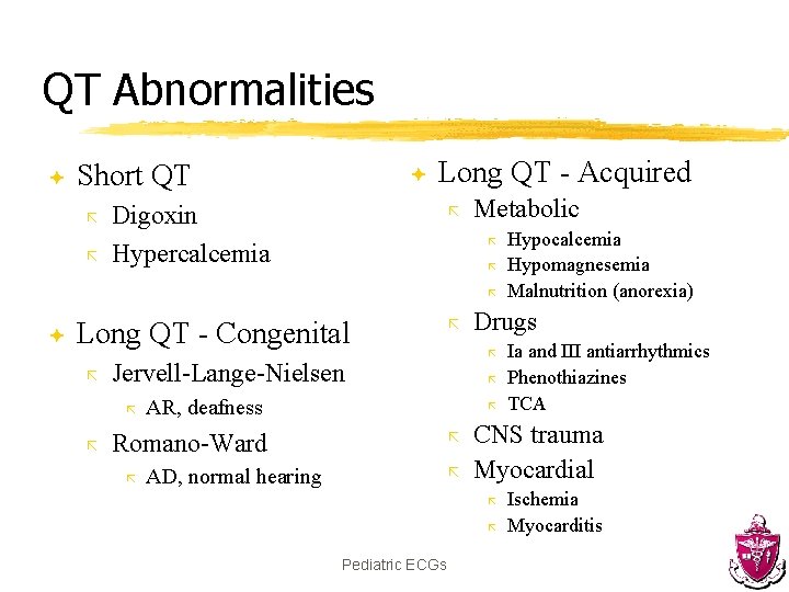 QT Abnormalities ª Short QT ã ã ª Long QT - Acquired Digoxin Hypercalcemia