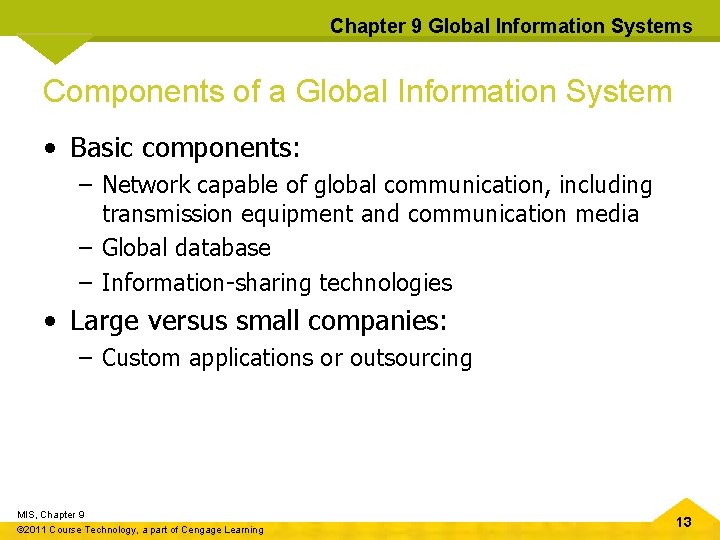 Chapter 9 Global Information Systems Components of a Global Information System • Basic components: