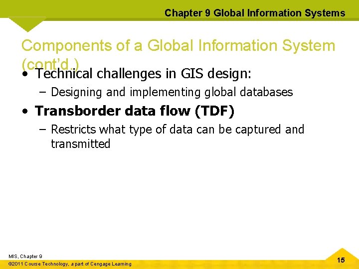 Chapter 9 Global Information Systems Components of a Global Information System (cont’d. ) •
