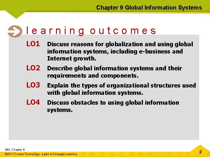 Chapter 9 Global Information Systems learning outcomes LO 1 Discuss reasons for globalization and