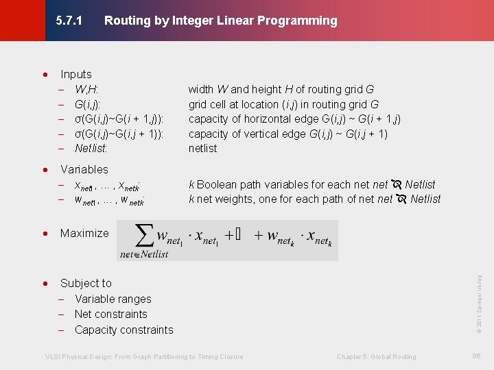 Routing by Integer Linear Programming © KLMH 5. 7. 1 · Inputs - W,