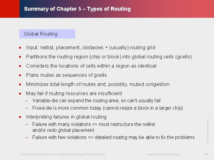 © KLMH Summary of Chapter 5 – Types of Routing Global Routing · Input: