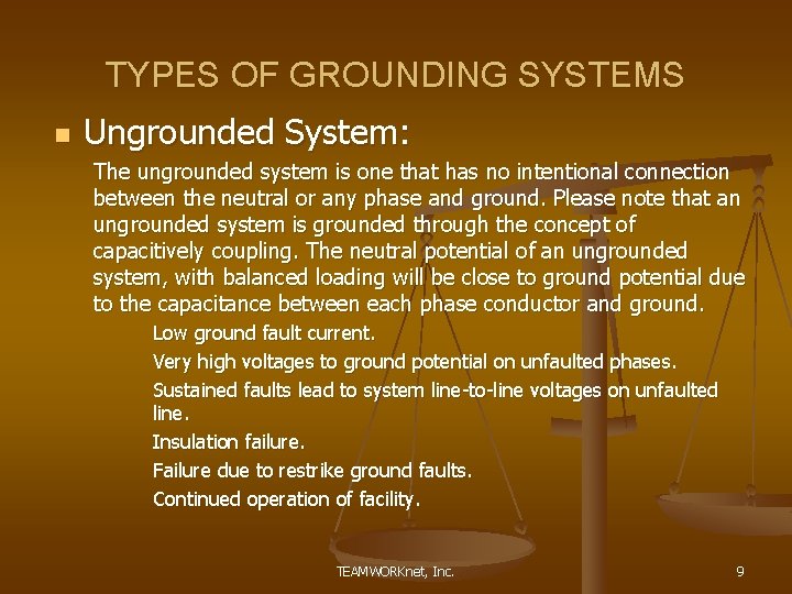 TYPES OF GROUNDING SYSTEMS n Ungrounded System: The ungrounded system is one that has