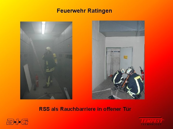 Feuerwehr Ratingen RSS als Rauchbarriere in offener Tür 
