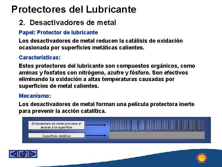 Protectores del Lubricante 2. Desactivadores de metal Papel: Protector de lubricante Los desactivadores de