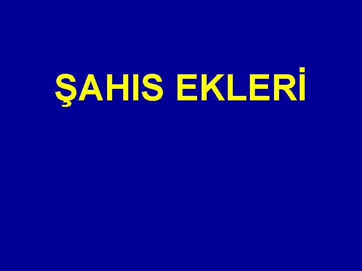 ŞAHIS EKLERİ 