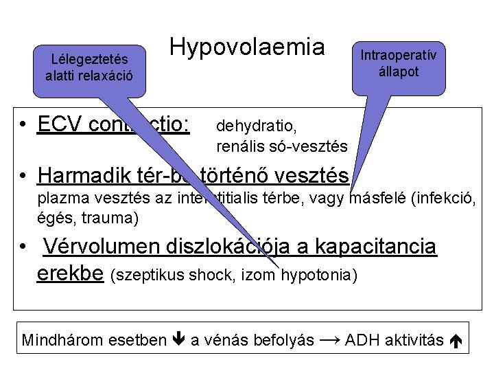 Lélegeztetés alatti relaxáció Hypovolaemia • ECV contractio: Intraoperatív állapot dehydratio, renális só-vesztés • Harmadik