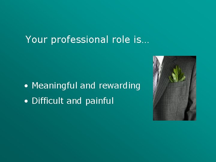 Your professional role is… • Meaningful and rewarding • Difficult and painful 