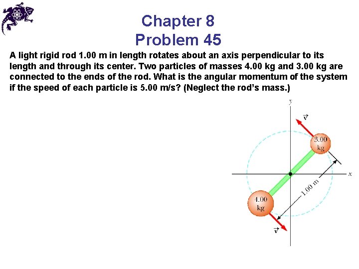 Chapter 8 Problem 45 A light rigid rod 1. 00 m in length rotates