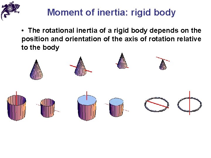 Moment of inertia: rigid body • The rotational inertia of a rigid body depends