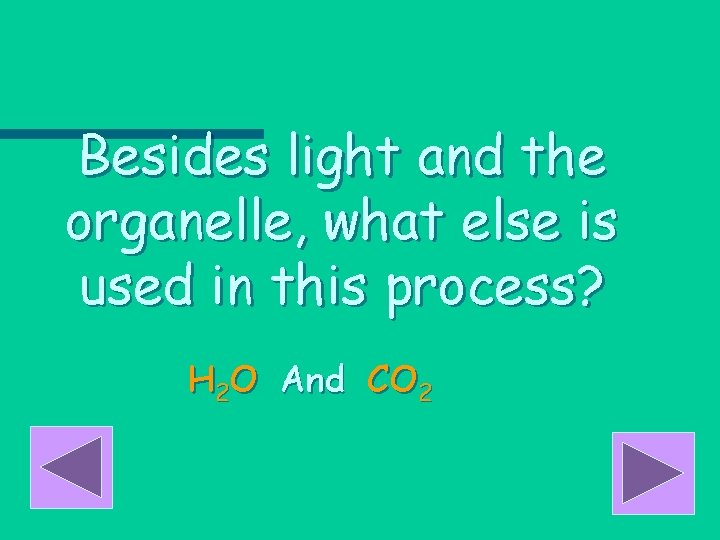 Besides light and the organelle, what else is used in this process? H 2