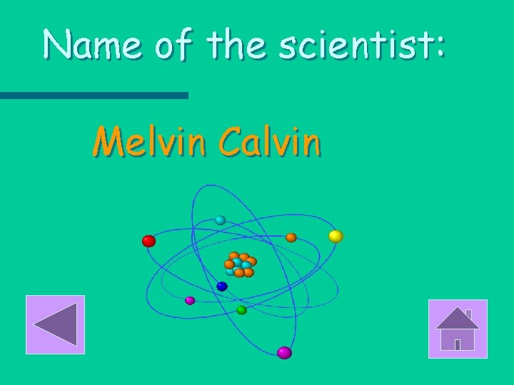 Name of the scientist: Melvin Calvin 