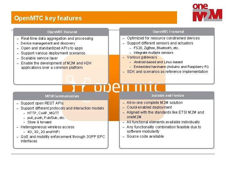Open. MTC key features Open. MTC Frontend Open. MTC Backend - Real-time data aggregation