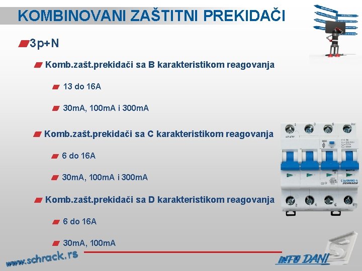 KOMBINOVANI ZAŠTITNI PREKIDAČI 3 p+N Komb. zašt. prekidači sa B karakteristikom reagovanja 13 do