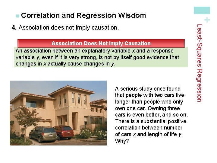 and Regression Wisdom Association Does Not Imply Causation An association between an explanatory variable