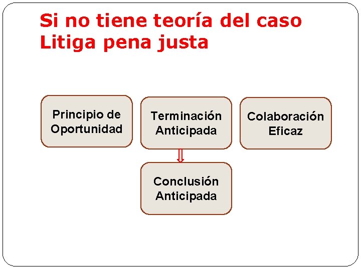 Si no tiene teoría del caso Litiga pena justa Principio de Oportunidad Terminación Anticipada