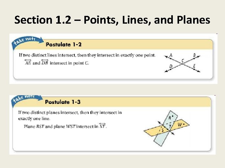 Section 1. 2 – Points, Lines, and Planes 