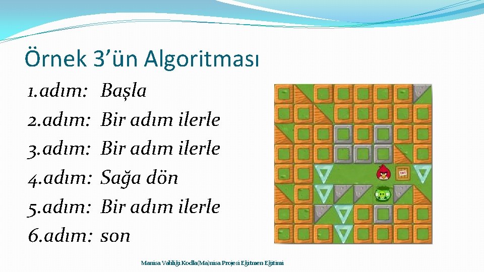 Örnek 3’ün Algoritması 1. adım: 2. adım: 3. adım: 4. adım: 5. adım: 6.