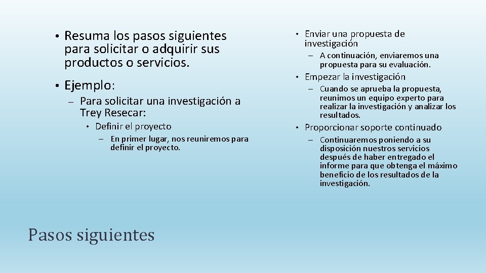  • • Resuma los pasos siguientes para solicitar o adquirir sus productos o