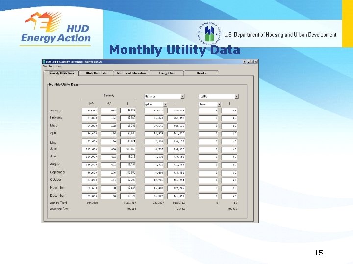 Monthly Utility Data 15 