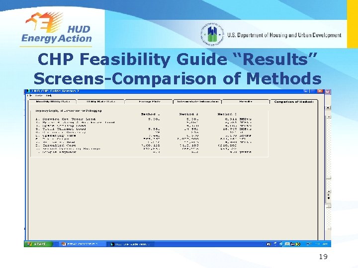CHP Feasibility Guide “Results” Screens-Comparison of Methods 19 
