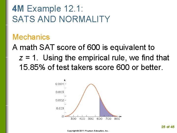 4 M Example 12. 1: SATS AND NORMALITY Mechanics A math SAT score of