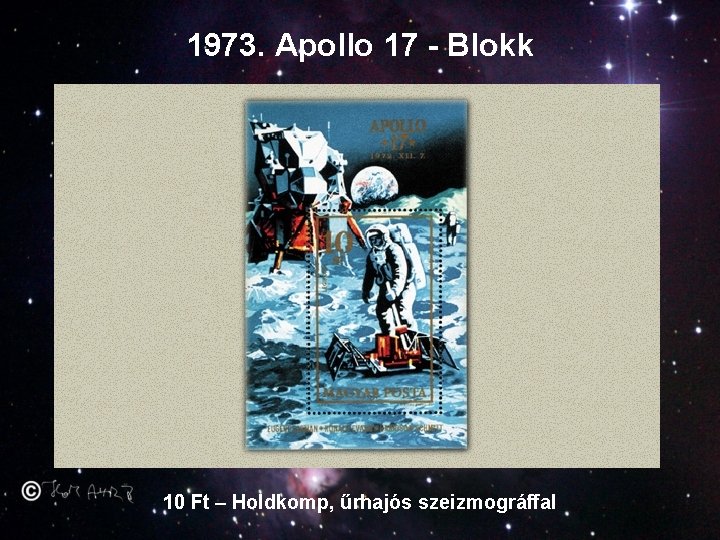 1973. Apollo 17 - Blokk 10 Ft – Holdkomp, űrhajós szeizmográffal 