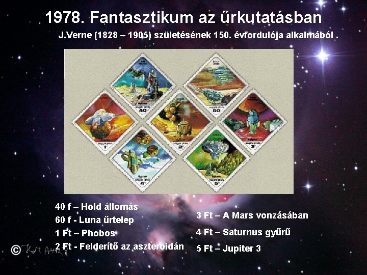 1978. Fantasztikum az űrkutatásban J. Verne (1828 – 1905) születésének 150. évfordulója alkalmából. 40