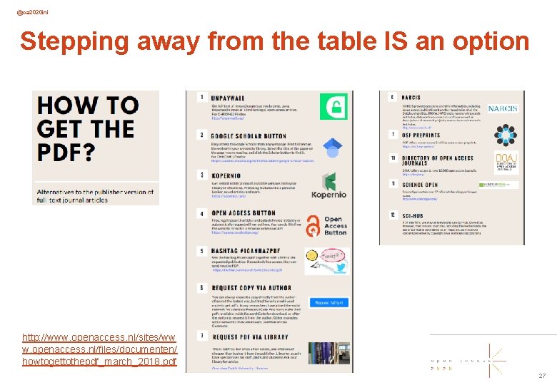 @oa 2020 ini Stepping away from the table IS an option http: //www. openaccess.