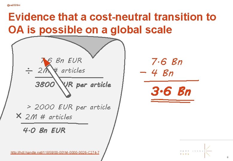 @oa 2020 ini Evidence that a cost-neutral transition to OA is possible on a