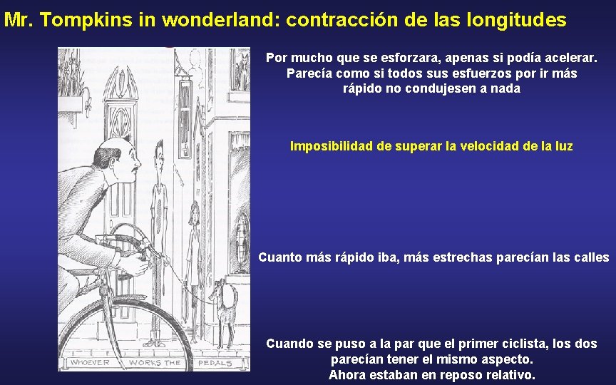 Mr. Tompkins in wonderland: contracción de las longitudes Por mucho que se esforzara, apenas