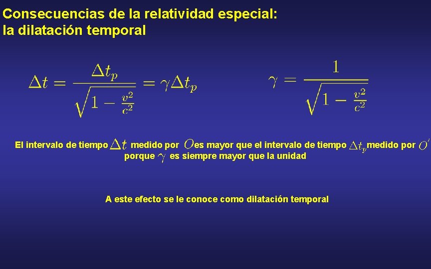Consecuencias de la relatividad especial: la dilatación temporal El intervalo de tiempo medido por