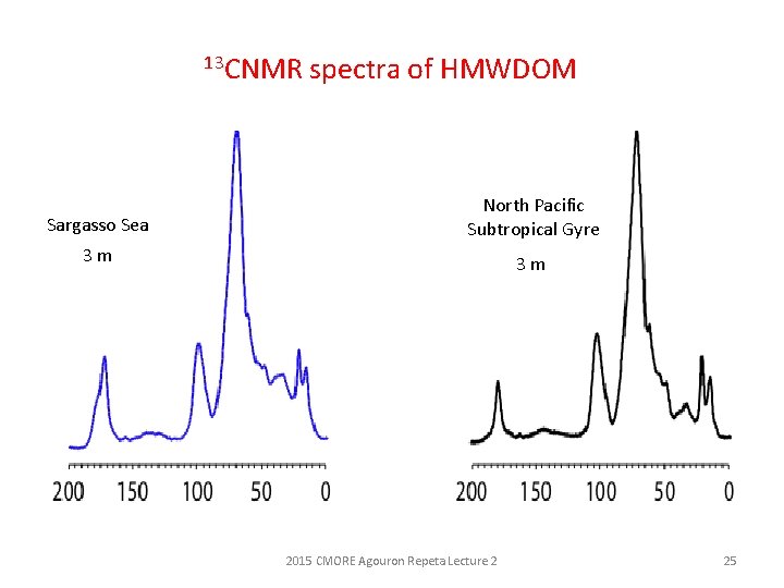 13 CNMR spectra of HMWDOM Sargasso Sea North Pacific Subtropical Gyre 3 m 3