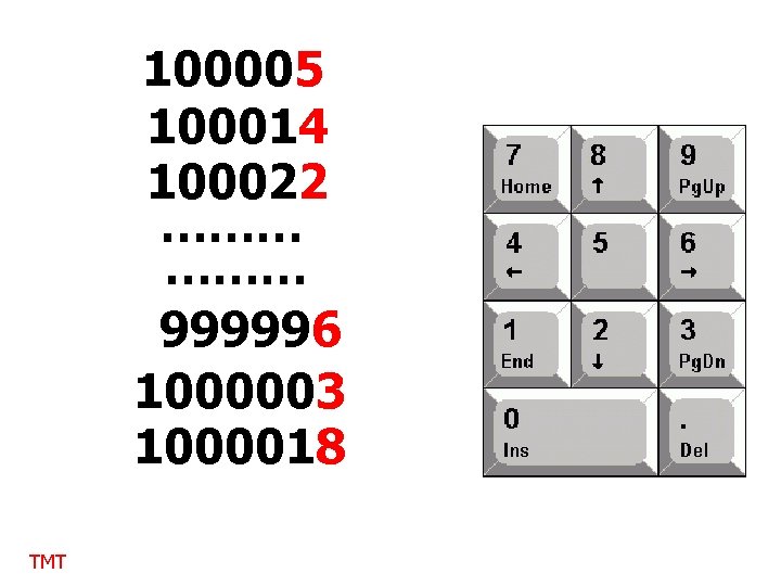 100005 100014 100022 ……… 999996 1000003 1000018 TMT 