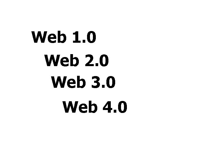 Web 1. 0 Web 2. 0 Web 3. 0 Web 4. 0 