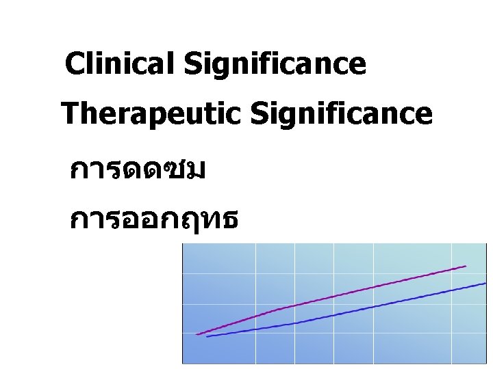 Clinical Significance Therapeutic Significance การดดซม การออกฤทธ 