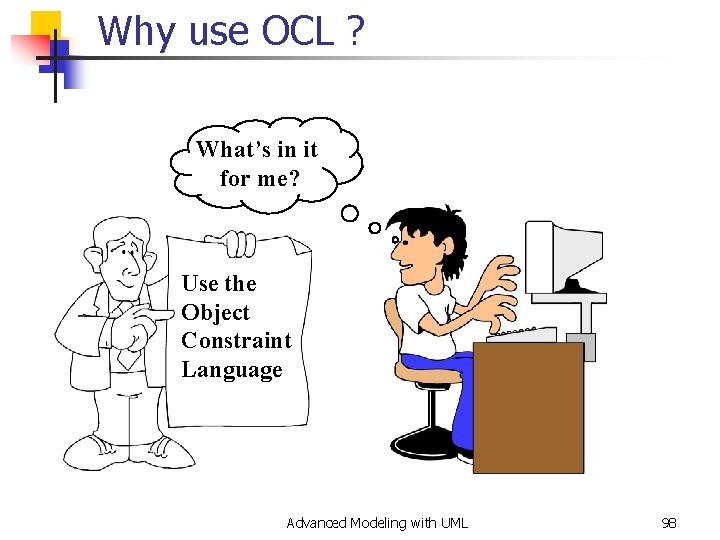 Why use OCL ? What’s in it for me? Use the Object Constraint Language