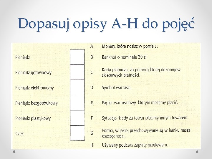 Dopasuj opisy A-H do pojęć 