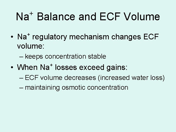 + Na Balance and ECF Volume + • Na regulatory mechanism changes ECF volume: