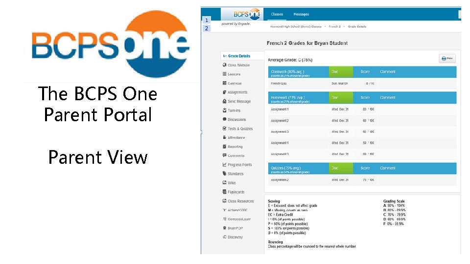 The BCPS One Parent Portal Parent View 