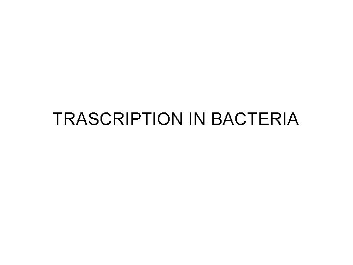 TRASCRIPTION IN BACTERIA 