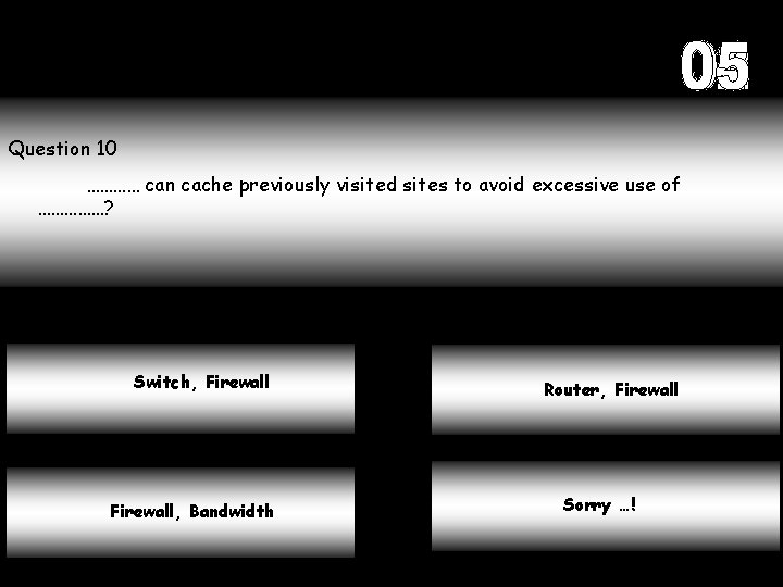 Question 10 ………… can cache previously visited sites to avoid excessive use of ……………?