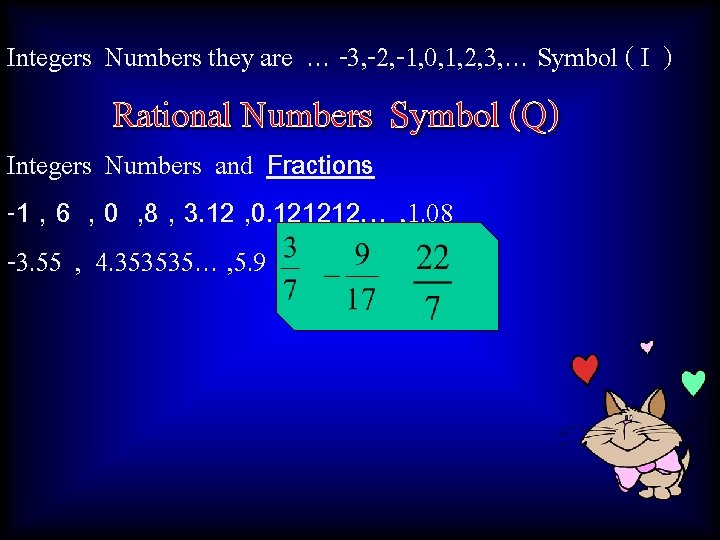 Integers Numbers they are … -3, -2, -1, 0, 1, 2, 3, … Symbol