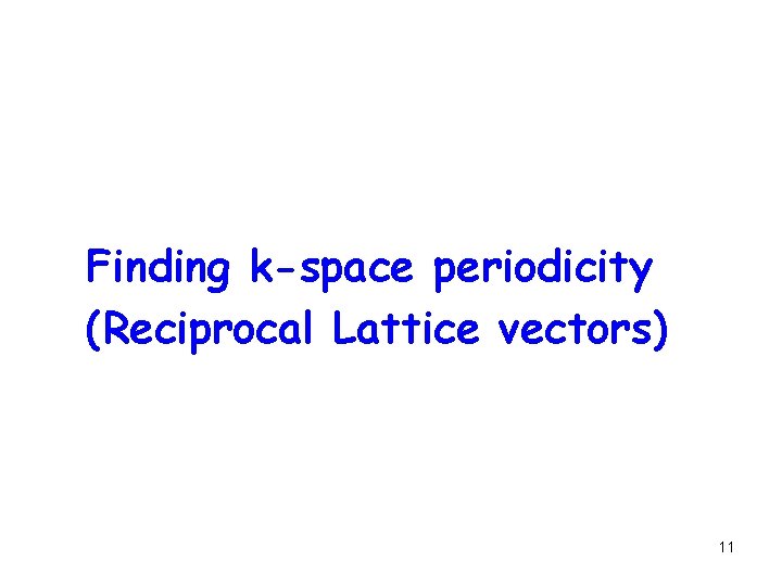 Finding k-space periodicity (Reciprocal Lattice vectors) 11 