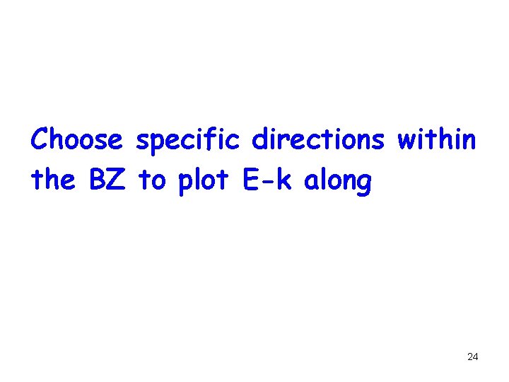 Choose specific directions within the BZ to plot E-k along 24 