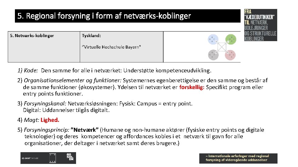 5. Regional forsyning i form af netværks-koblinger 1) Kode: Den samme for alle i