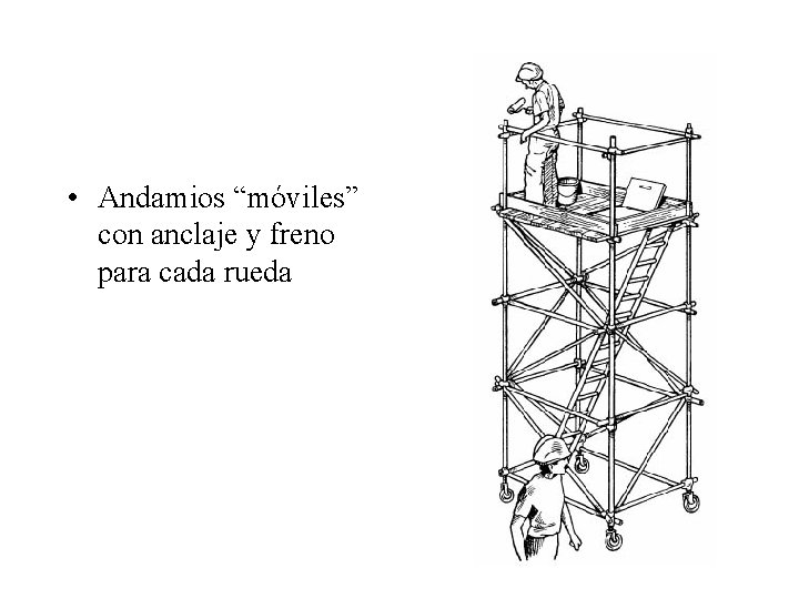  • Andamios “móviles” con anclaje y freno para cada rueda 