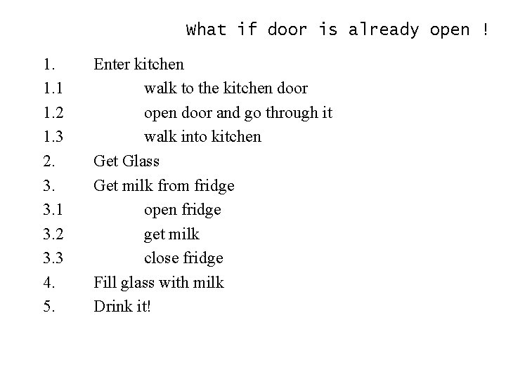 What if door is already open ! 1. 1. 1 1. 2 1. 3