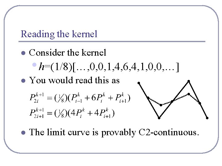 Reading the kernel l Consider the kernel l You would read this as l