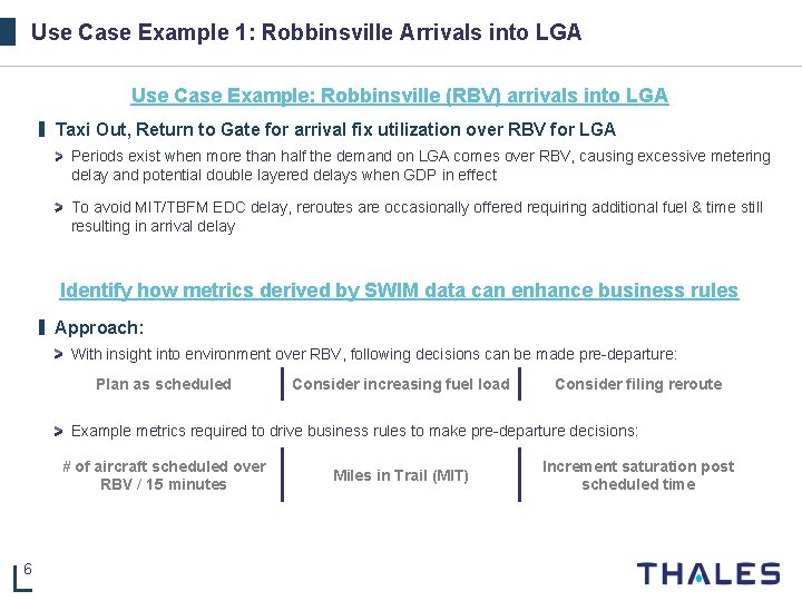 Use Case Example 1: Robbinsville Arrivals into LGA Use Case Example: Robbinsville (RBV) arrivals